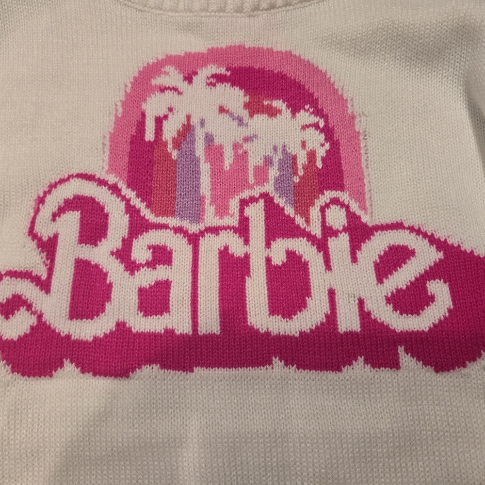 Barbie hpt pink and cream sweater in a misses size large brand new with tags - Picture 3 of 7